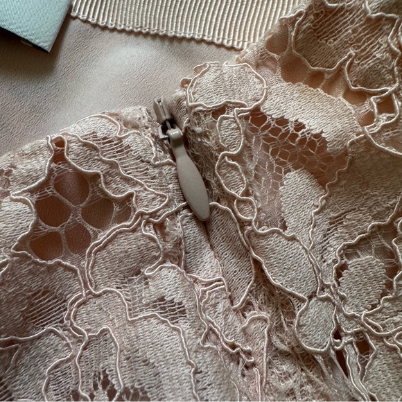 Sandro Pale Pink Pleated Detail Floral Lace Midi Skirt size 2 - Picture 12 of 14